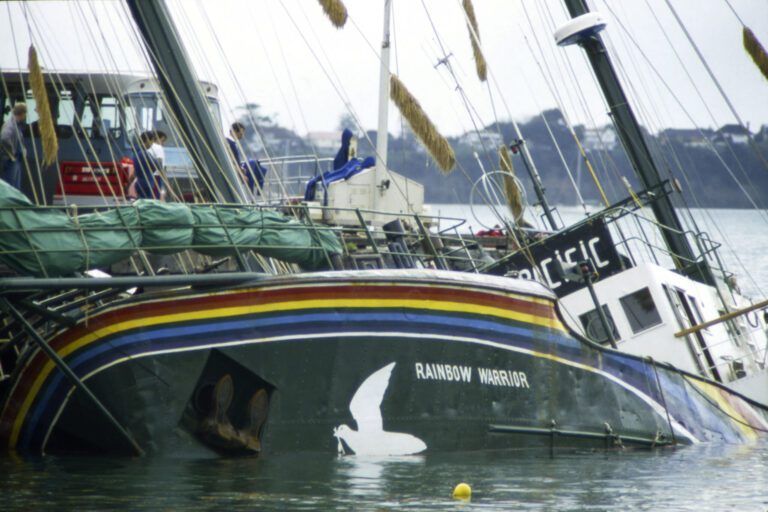 Aftermath of Shipwreck After the Rainbow Warrior Bombing